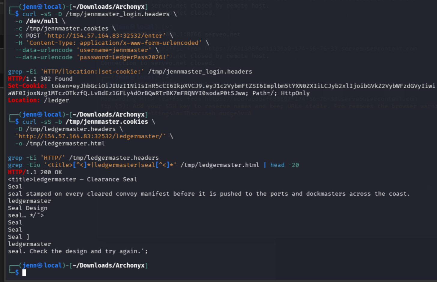 Ledgermaster login and 200 OK on restricted page